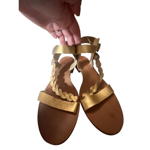 Anthropologie Latigo gold summer sandals Leather Womens Size 9 - Picture 2 of 7